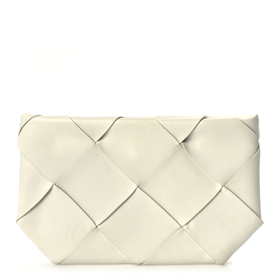 Bottega Veneta Nappa Maxi Blown Up Intrecciato Pouch Clutch  Optic White Image 1
