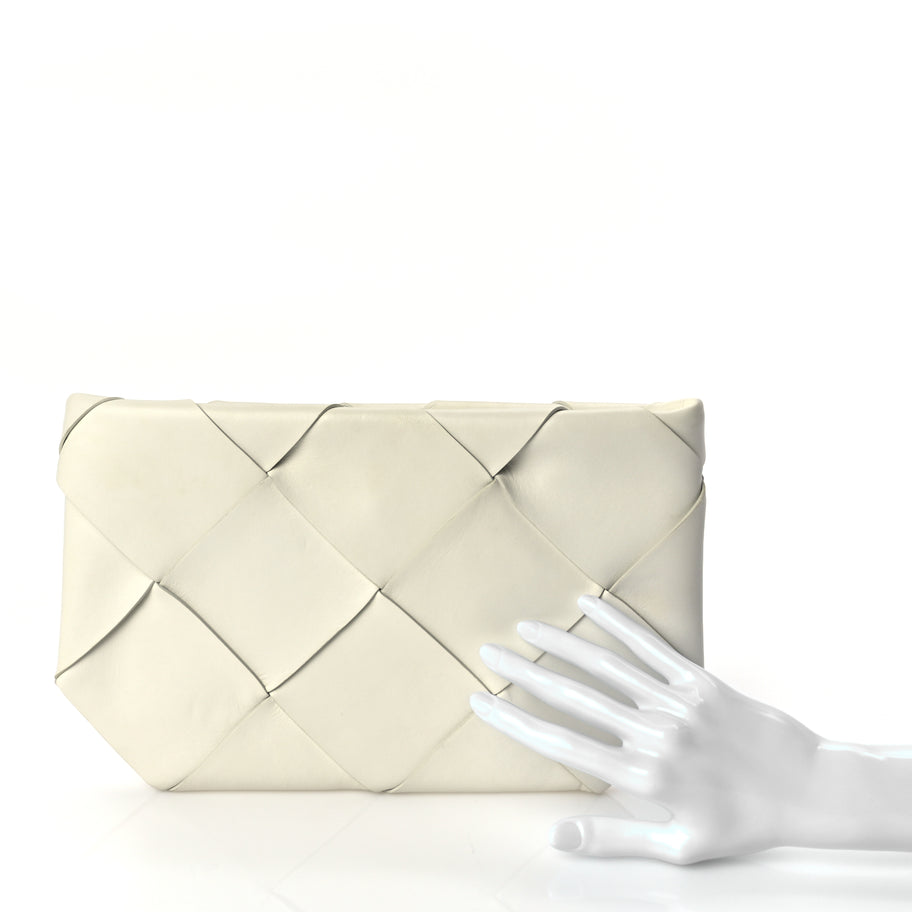 Bottega Veneta Nappa Maxi Blown Up Intrecciato Pouch Clutch  Optic White Image 2
