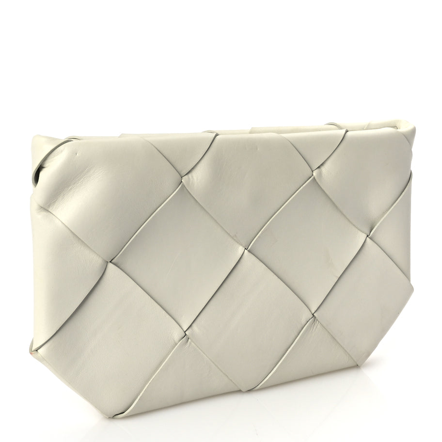 Bottega Veneta Nappa Maxi Blown Up Intrecciato Pouch Clutch  Optic White Image 3