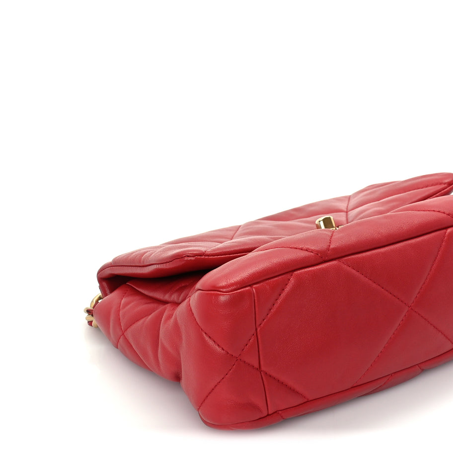 Chanel Lambskin Quilted Medium Chanel 19 Flap  Red Image 8