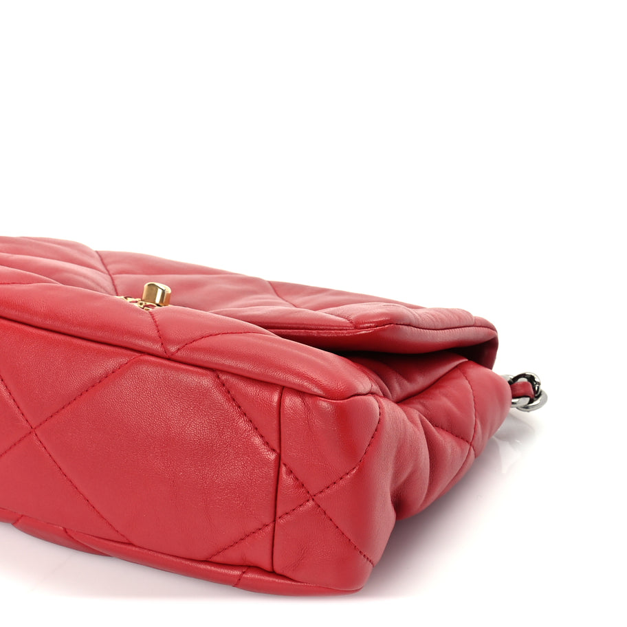 Chanel Lambskin Quilted Medium Chanel 19 Flap  Red Image 9