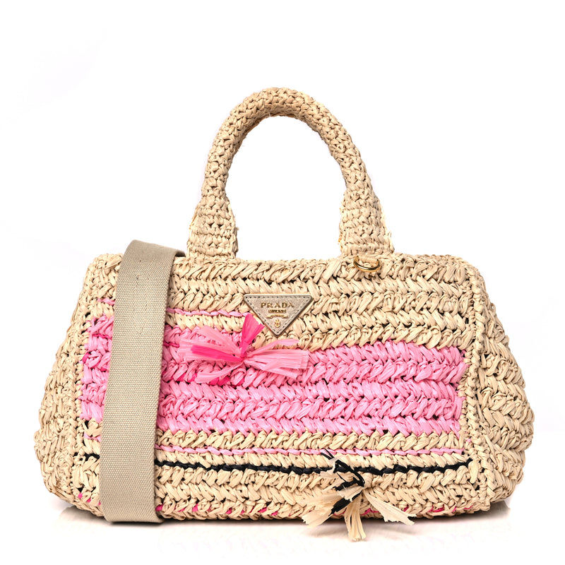  Prada Raffia Small Canapa Tote Naturale
