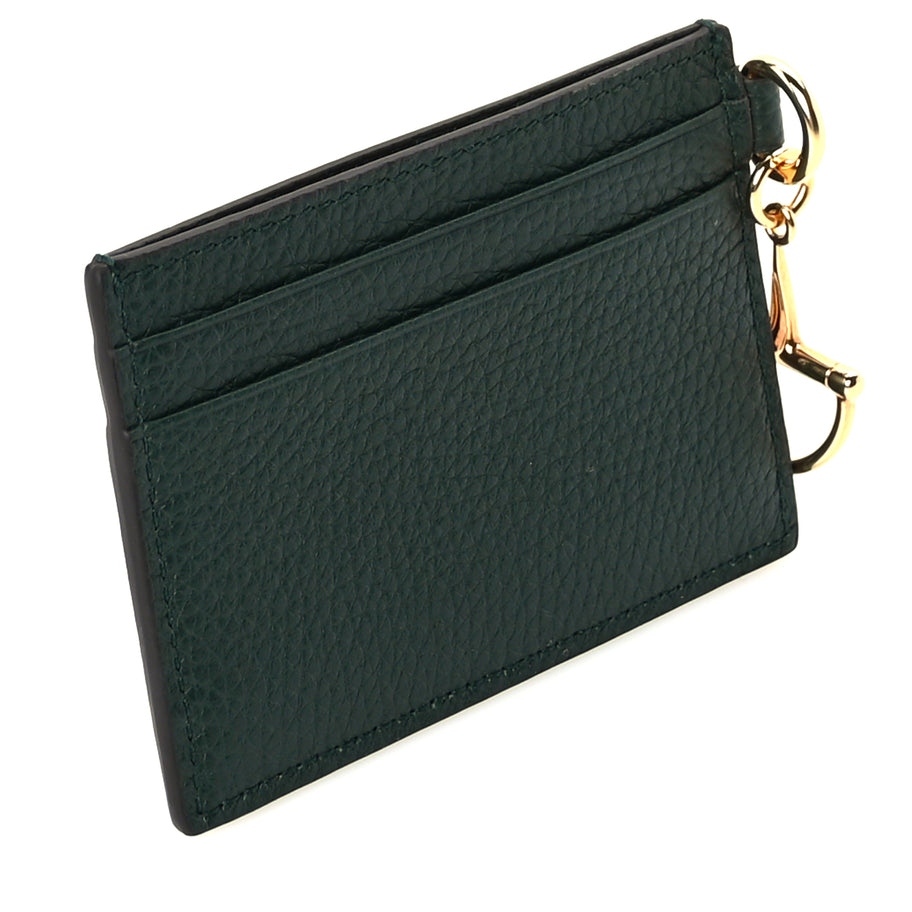 Gucci Grainy Calfskin Half Horsebit Card Case Vintage Green Image 4