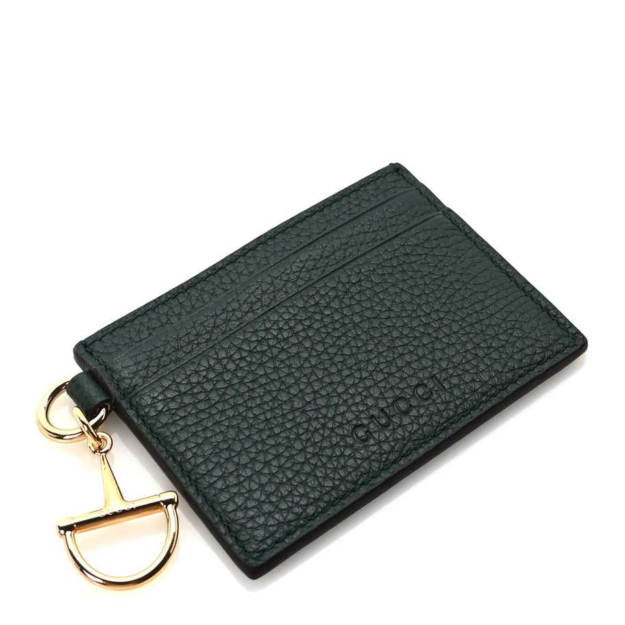 Gucci Grainy Calfskin Half Horsebit Card Case Vintage Green Image 5