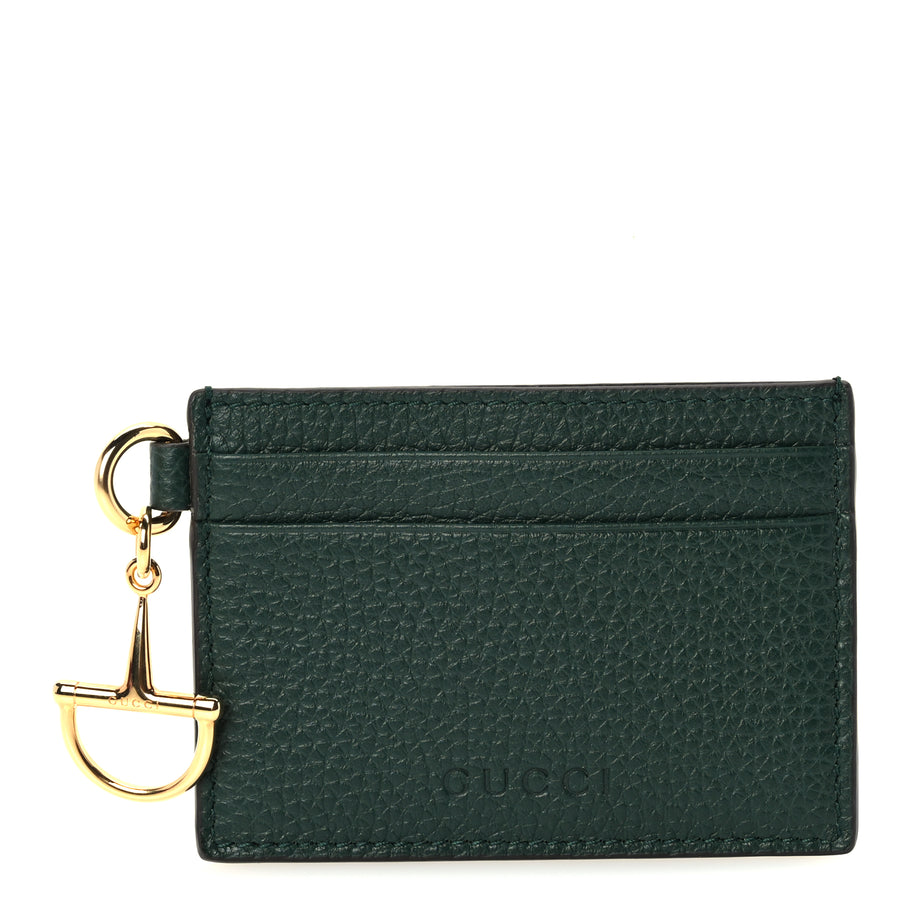 Gucci Grainy Calfskin Half Horsebit Card Case Vintage Green Image 6