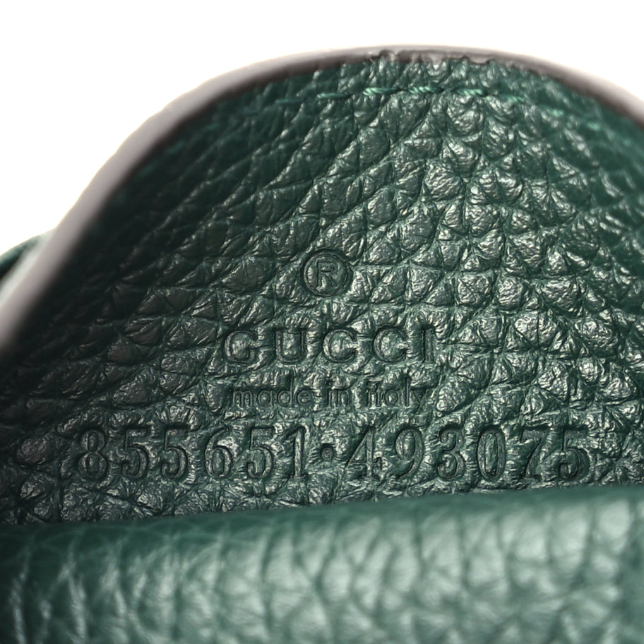 Gucci Grainy Calfskin Half Horsebit Card Case Vintage Green Image 8