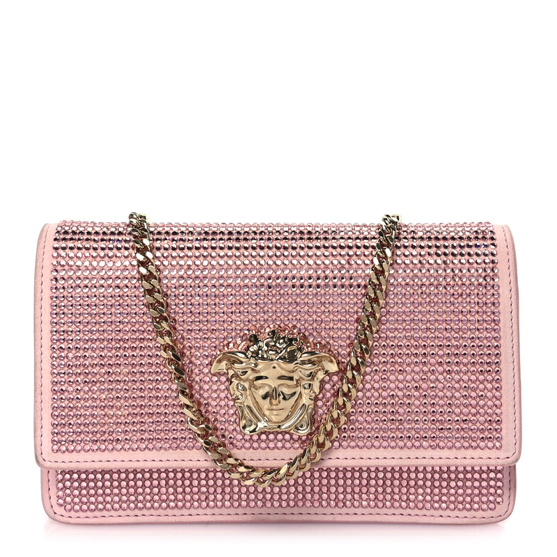  Versace Vitello Crystal Palazzo Evening Bag Pink