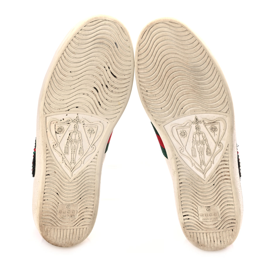 Gucci Calfskin Web Studded Womens Arrow Ace Sneakers 39 White Image 6