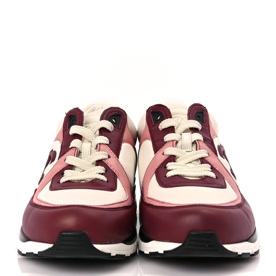 Chanel Calfskin CC Sneakers 39.5 Light Burgundy White Pink Image 2
