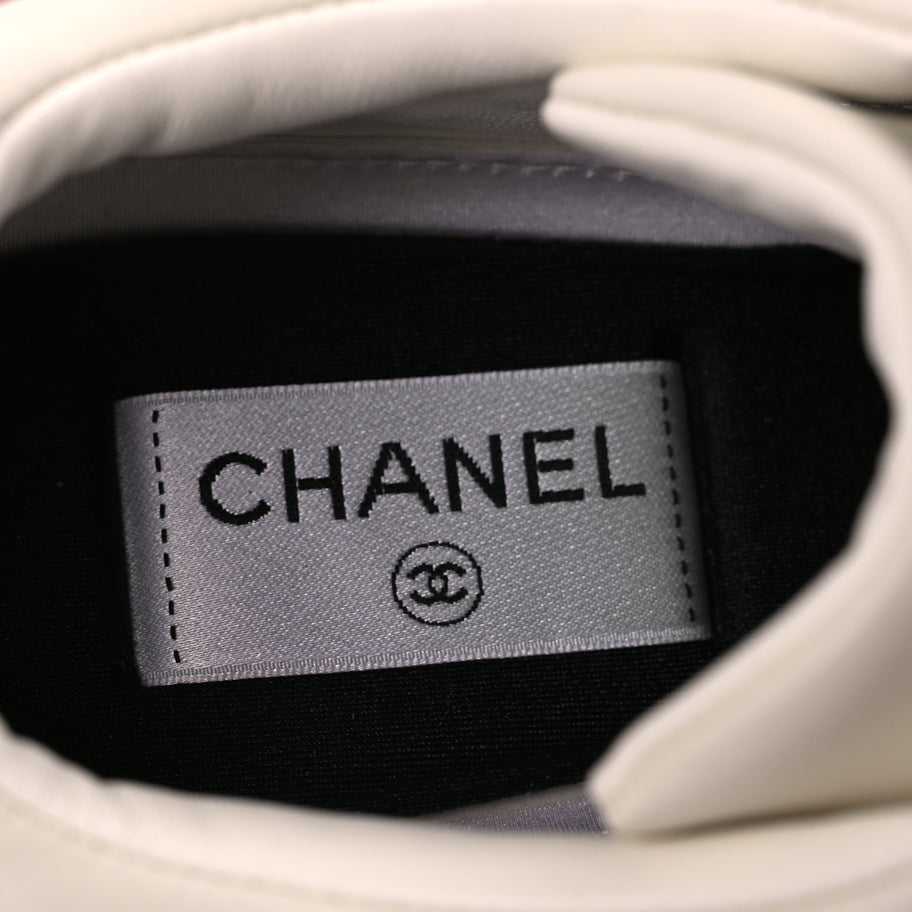 Chanel Calfskin CC Sneakers 39.5 Light Burgundy White Pink Image 5