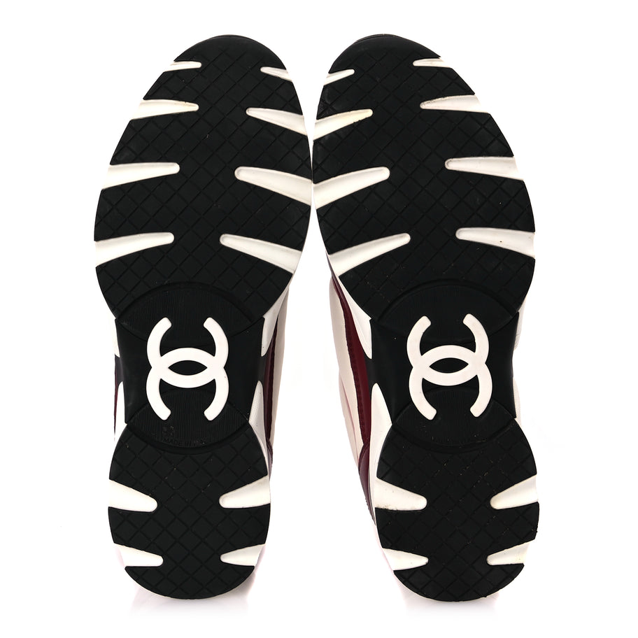 Chanel Calfskin CC Sneakers 39.5 Light Burgundy White Pink Image 7
