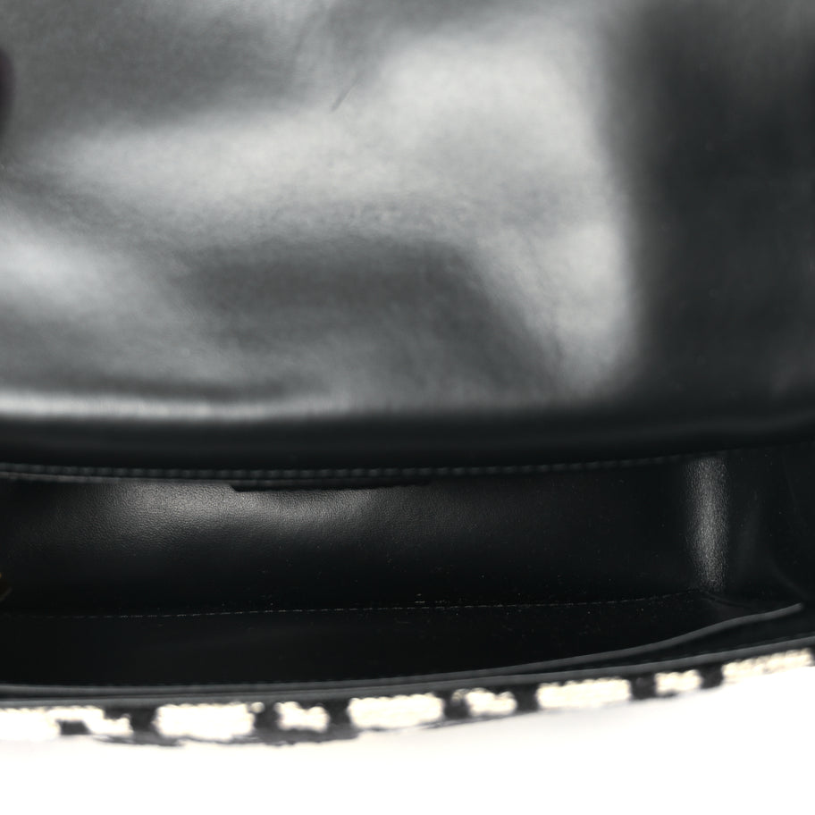 Christian Dior Technical Canvas Macro Houndstooth Medium Caro Bag Black White Image 4