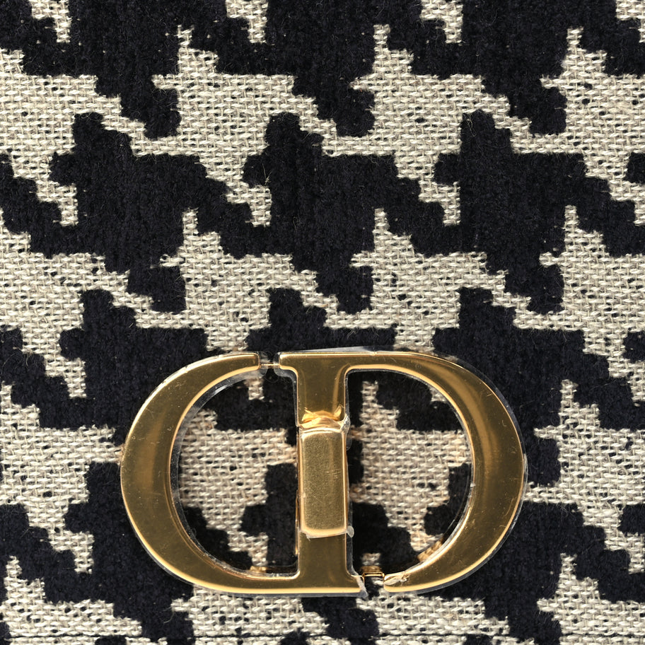 Christian Dior Technical Canvas Macro Houndstooth Medium Caro Bag Black White Image 6