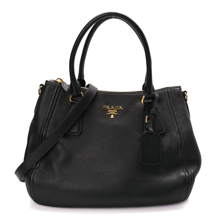 Prada Vitello Phenix Top Handle Bag Black Image 1