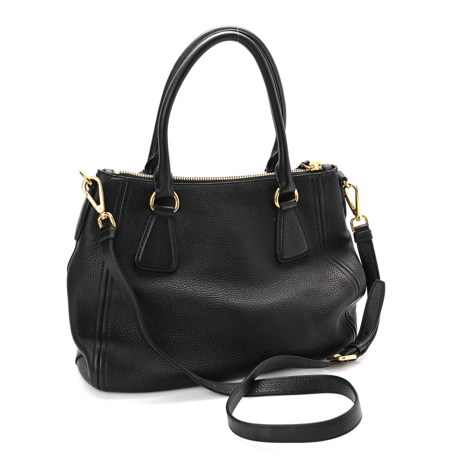 Prada Vitello Phenix Top Handle Bag Black Image 2