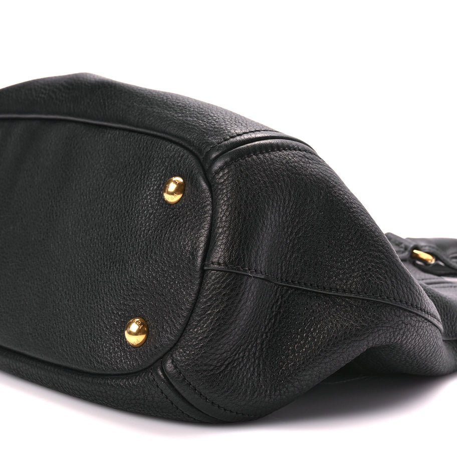 Prada Vitello Phenix Top Handle Bag Black Image 8