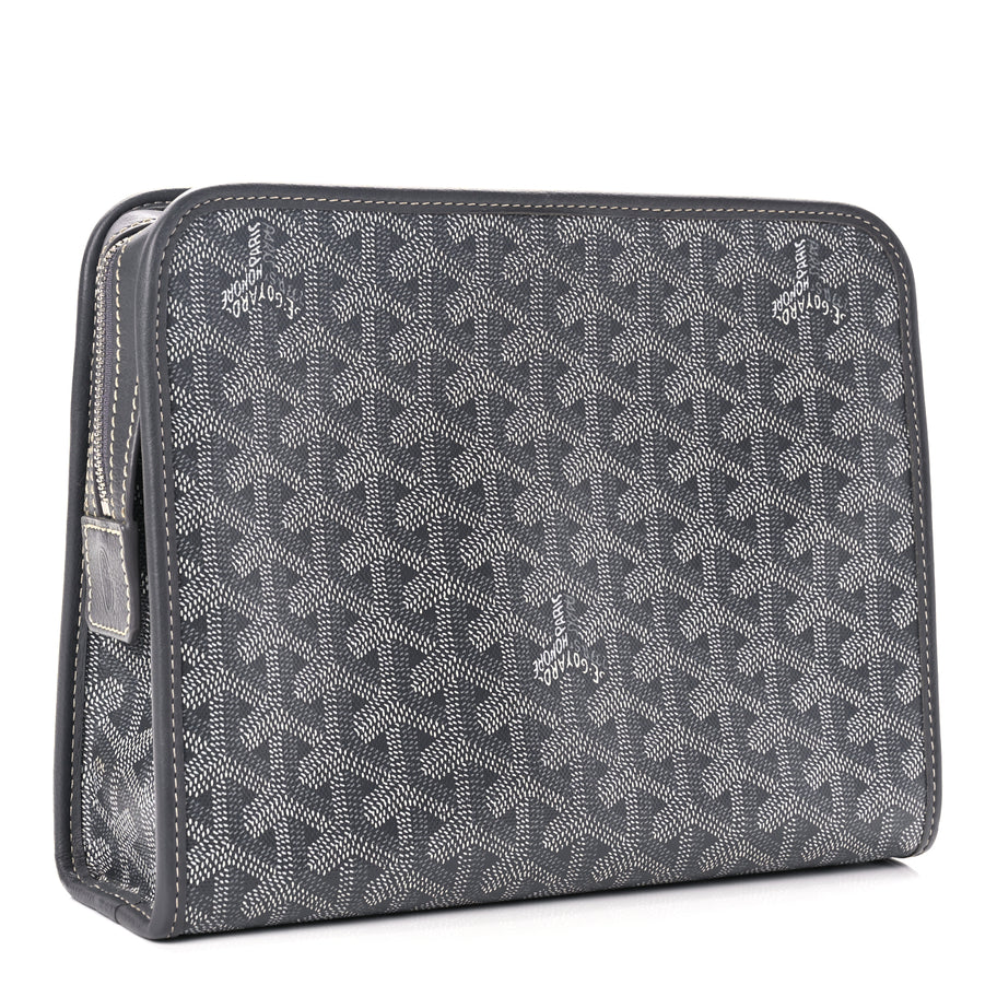 Goyard ケース ブラック/グレー Goyard Goyardine Jouvence MM Toiletry Pouch Grey 1744745
