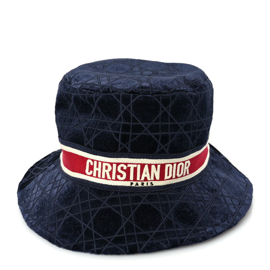 Christian Dior Velvet Cannage Bob Bucket Hat 57 Blue Image 3