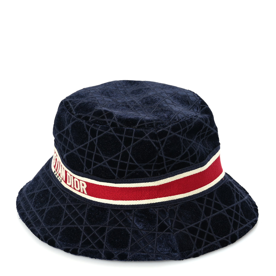 Christian Dior Velvet Cannage Bob Bucket Hat 57 Blue Image 4