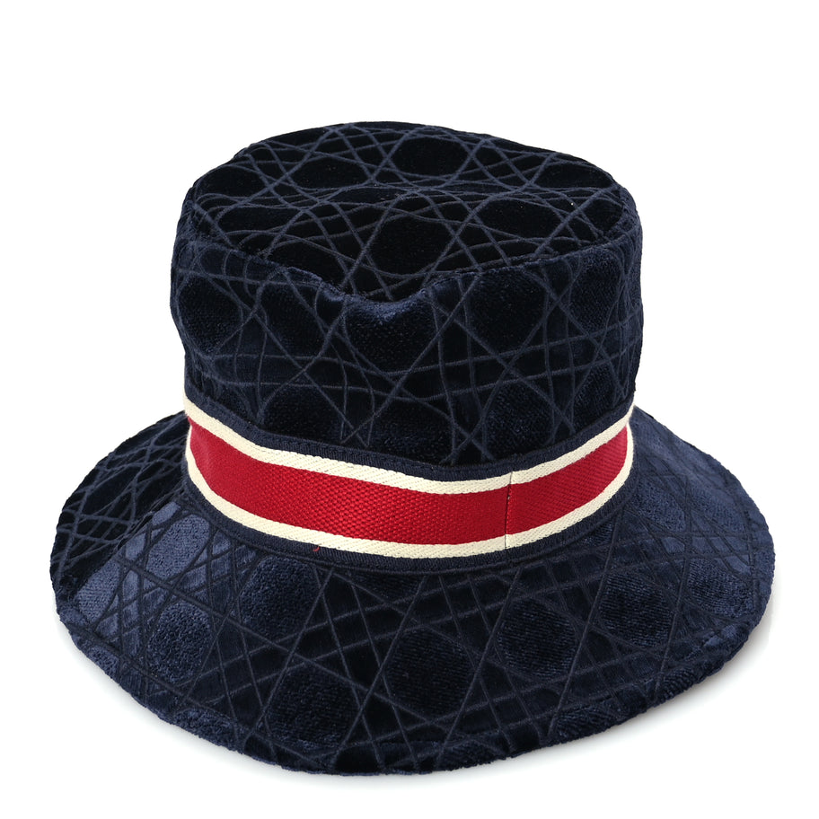Christian Dior Velvet Cannage Bob Bucket Hat 57 Blue Image 5