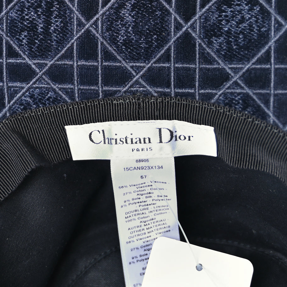 Christian Dior Velvet Cannage Bob Bucket Hat 57 Blue Image 8