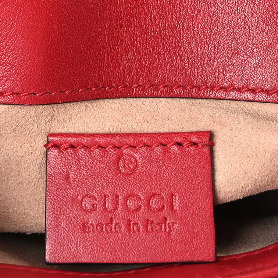 Gucci Calfskin Matelasse Super Mini GG Marmont Shoulder Bag Hibiscus Red Image 5