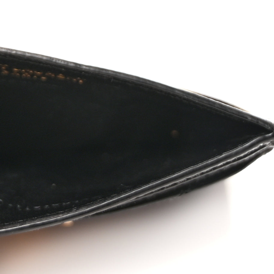 Saint Laurent Grain De Poudre Matelasse Chevron Monogram Credit Card Case  Black Image 5
