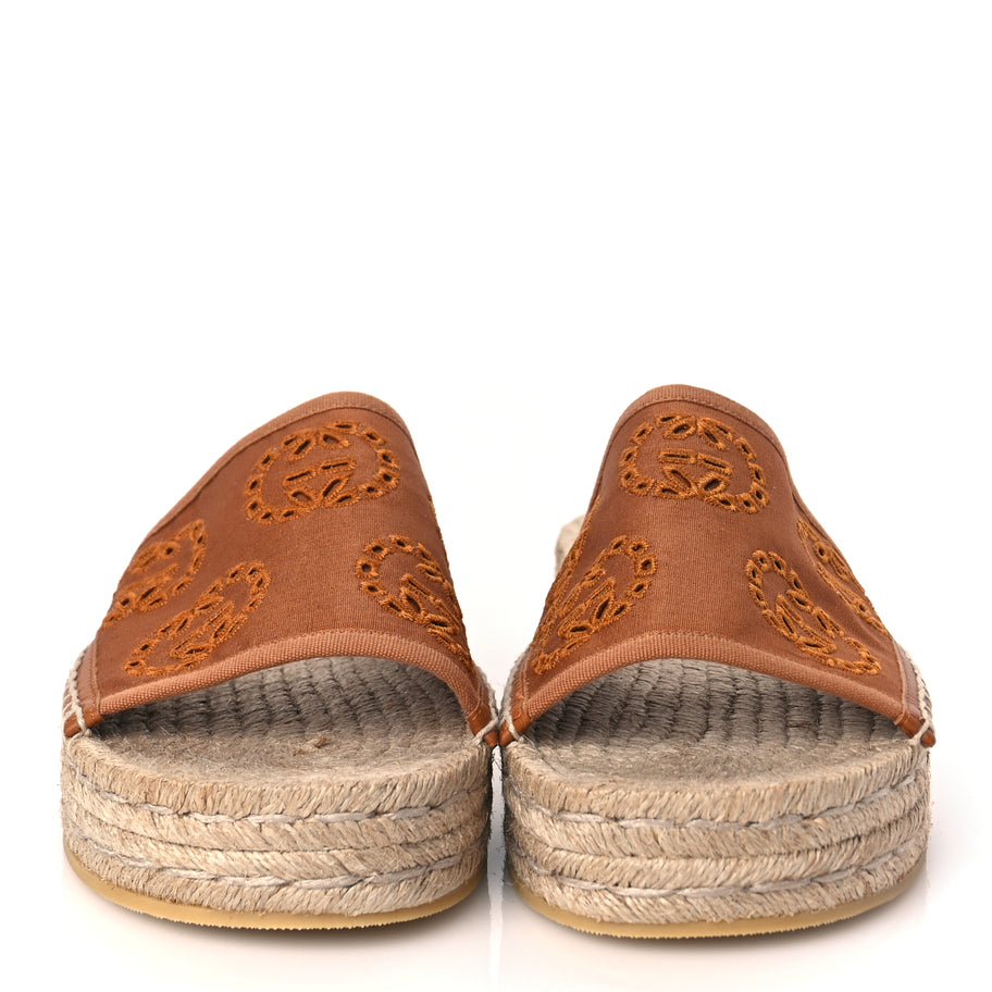 Gucci Canvas Interlocking G Damita Espadrille Sandals 38 Blondie Cognac Image 3