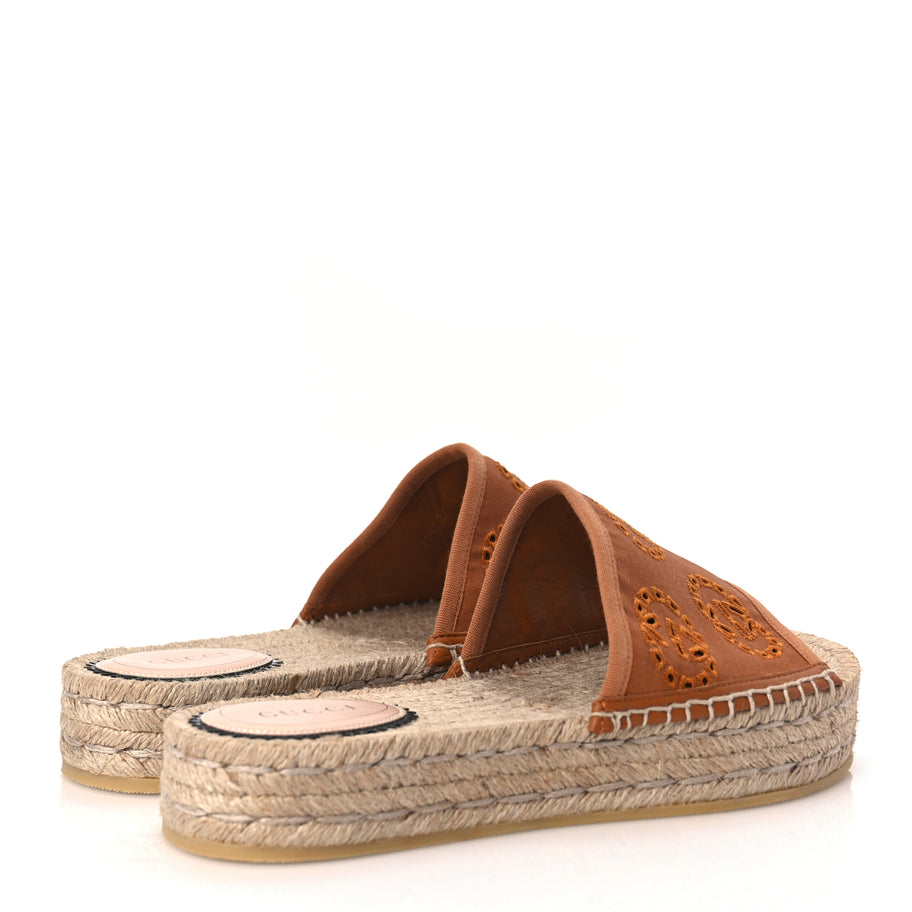 Gucci Canvas Interlocking G Damita Espadrille Sandals 38 Blondie Cognac Image 5