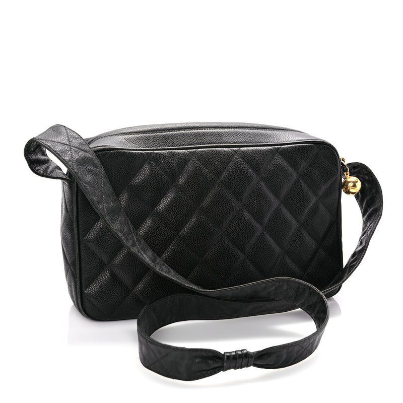  Chanel Caviar Quilted Flap Shoulder Bag Black