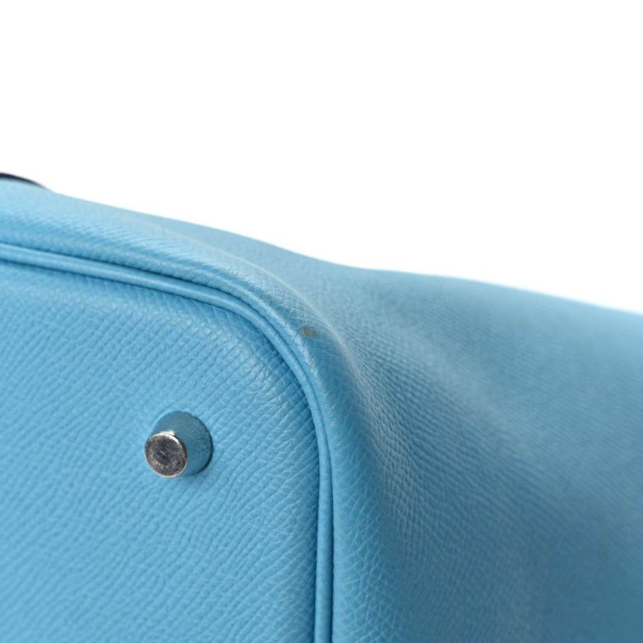 Hermes Epsom Tressage De Cuir Picotin Lock 22 MM Bleu du Nord Rouge Coeur Bleu du Nord Image 9