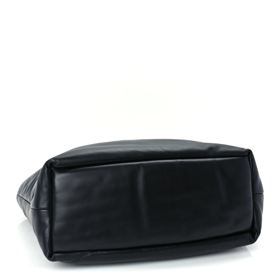 Saint Laurent Lambskin Wide Puffer Tote  Black Image 3