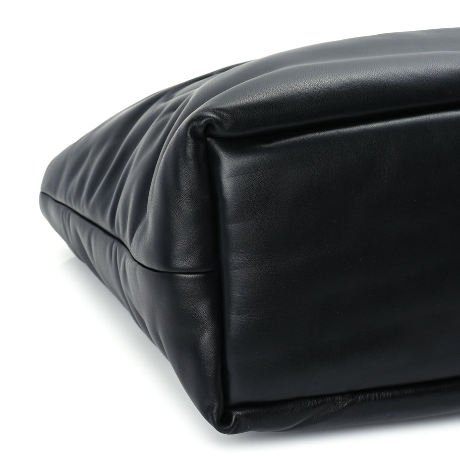 Saint Laurent Lambskin Wide Puffer Tote  Black Image 7