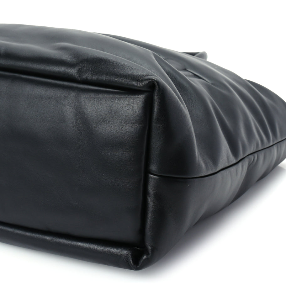 Saint Laurent Lambskin Wide Puffer Tote  Black Image 8