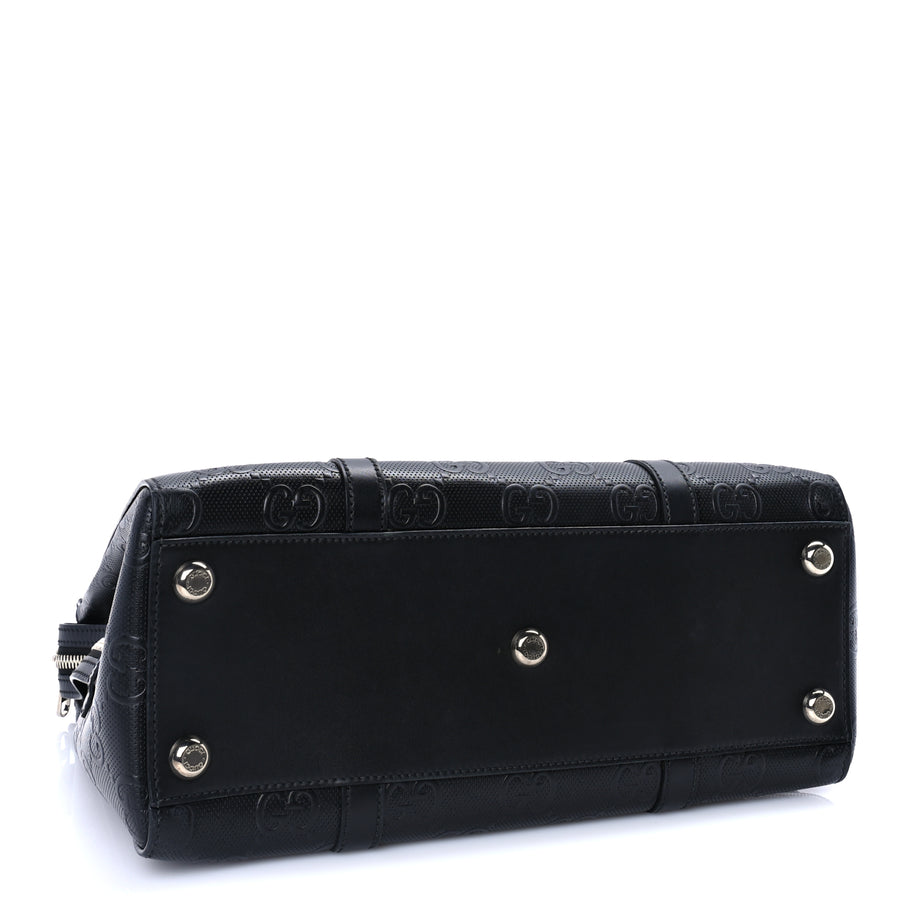 Gucci Calfskin GG Tennis Embossed Tote Bag Black Image 3