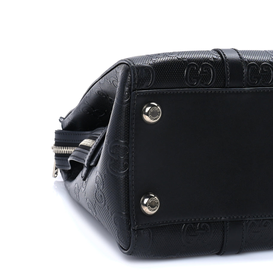 Gucci Calfskin GG Tennis Embossed Tote Bag Black Image 7