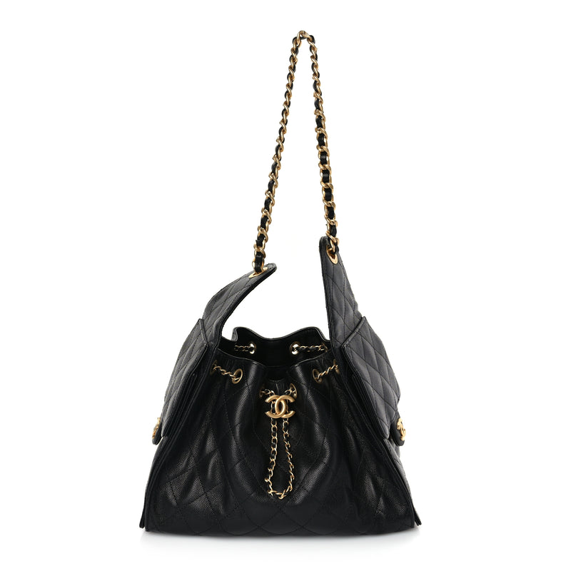  Chanel Caviar Quilted Small Chanel 25 Handbag Black