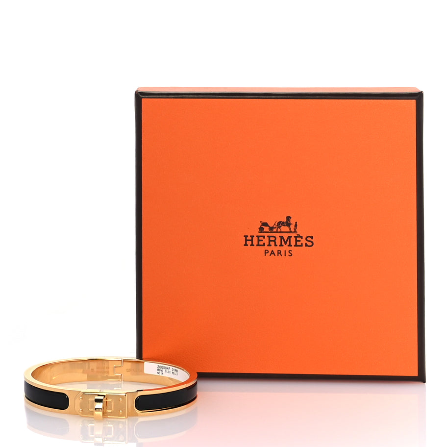 Hermes Enamel Mini Clic Kelly Bracelet PM Black Image 5