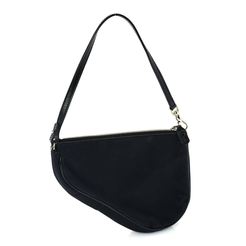  Christian Dior Canvas Stitched Flower Sequins Mini Saddle Pochette Black Red