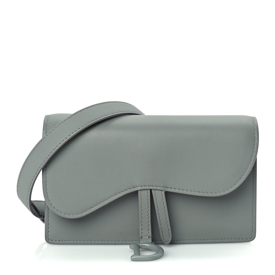 Christian Dior Ultra Matte Calfskin Saddle Belt Clutch  Grey Stone Image 1