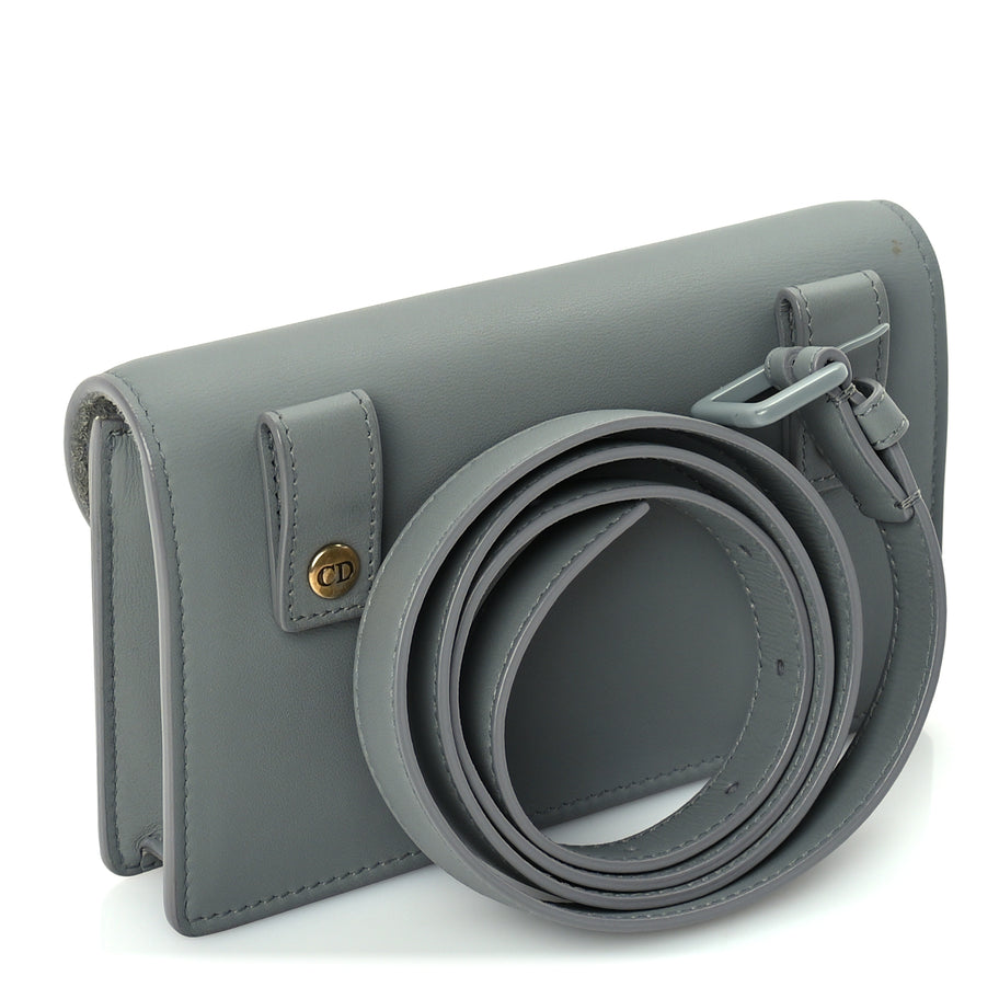 Christian Dior Ultra Matte Calfskin Saddle Belt Clutch  Grey Stone Image 2