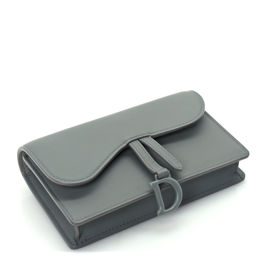 Christian Dior Ultra Matte Calfskin Saddle Belt Clutch  Grey Stone Image 3