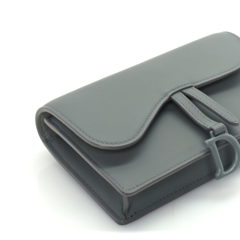 Christian Dior Ultra Matte Calfskin Saddle Belt Clutch  Grey Stone Image 7