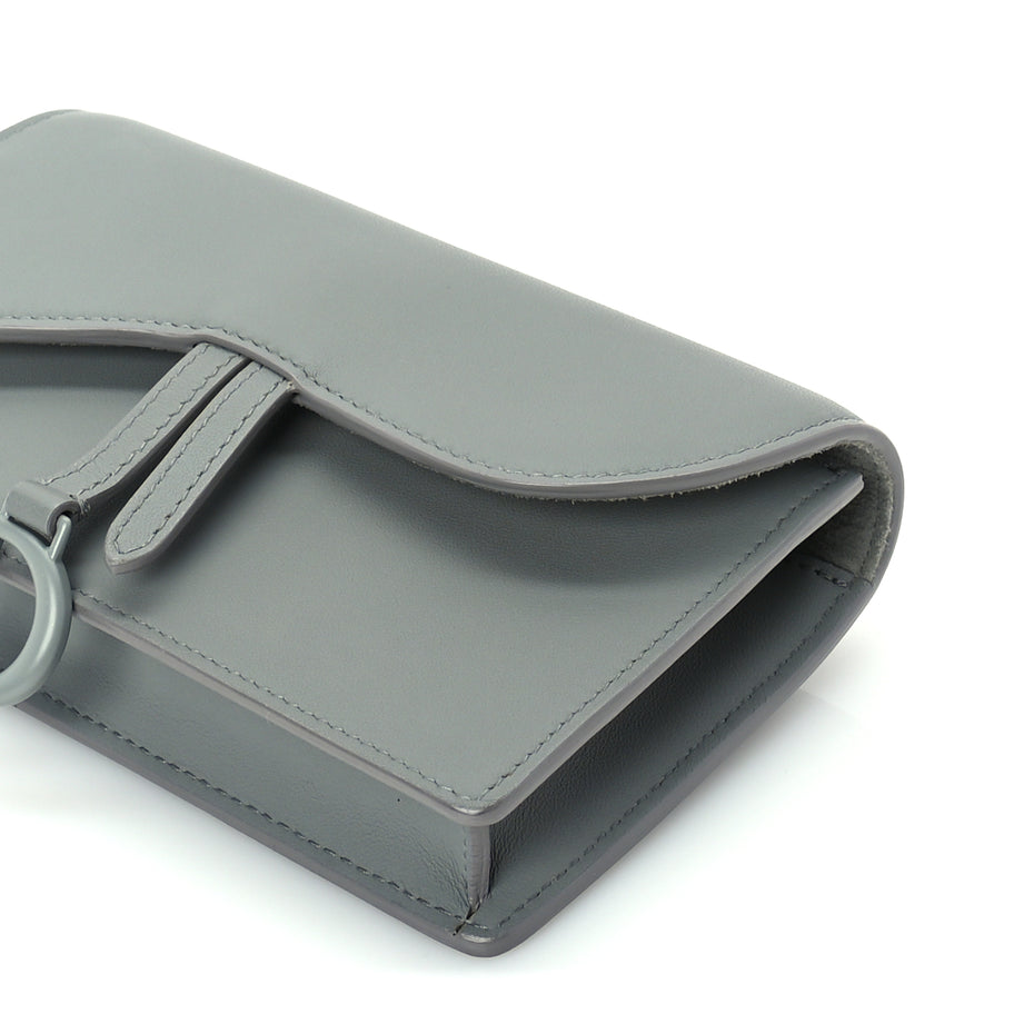 Christian Dior Ultra Matte Calfskin Saddle Belt Clutch  Grey Stone Image 8