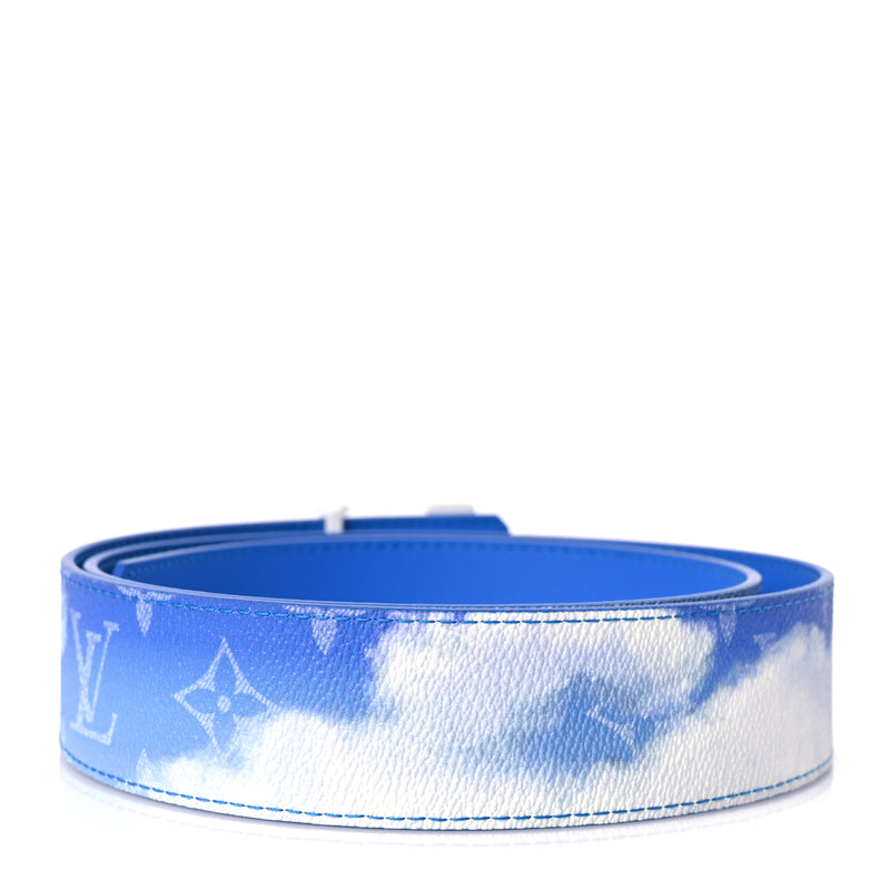  Louis Vuitton Monogram Clouds 40mm LV Initiales Belt 90 36 Blue