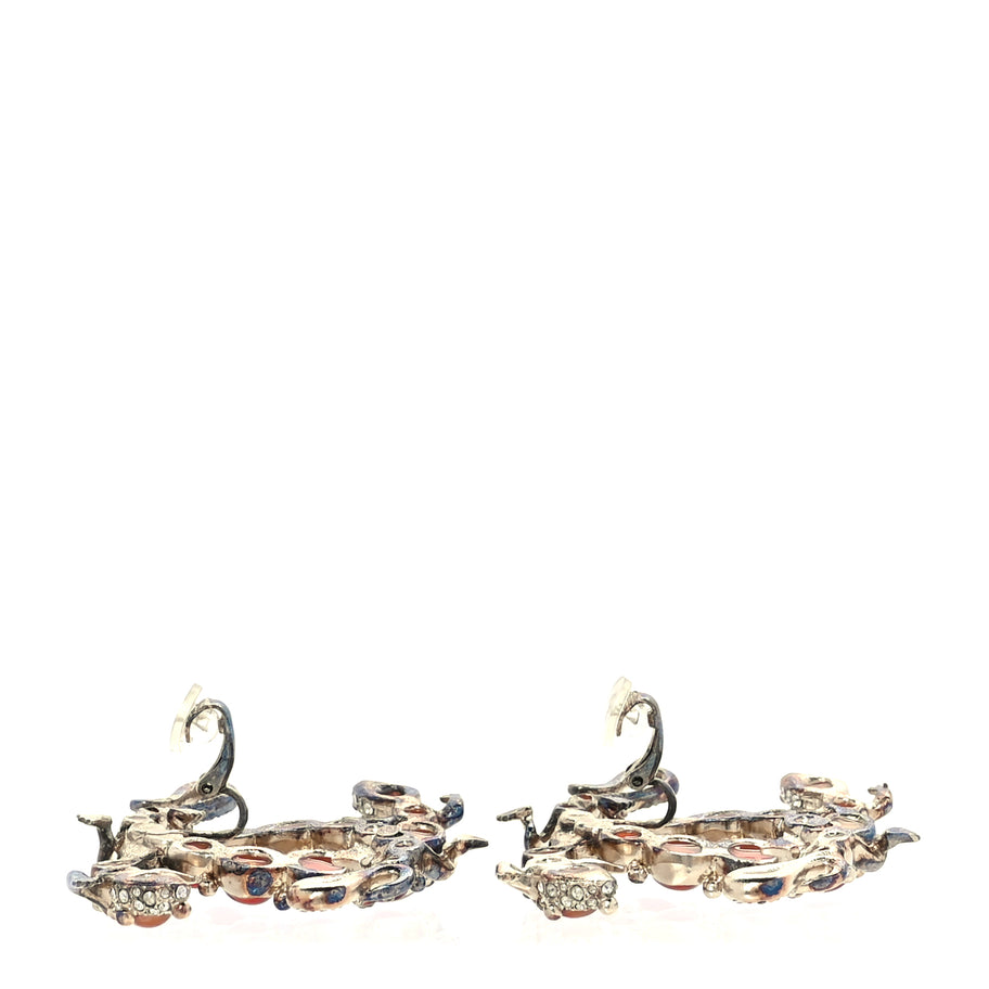 Chanel Crystal CC Gecko Clip On Earrings Gold Image 3
