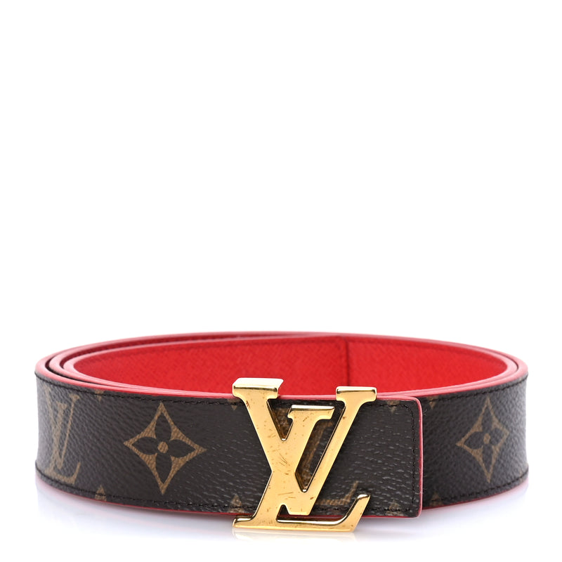  Louis Vuitton Calfskin Monogram 30mm LV Initiales Reversible Belt 85 34 Brown