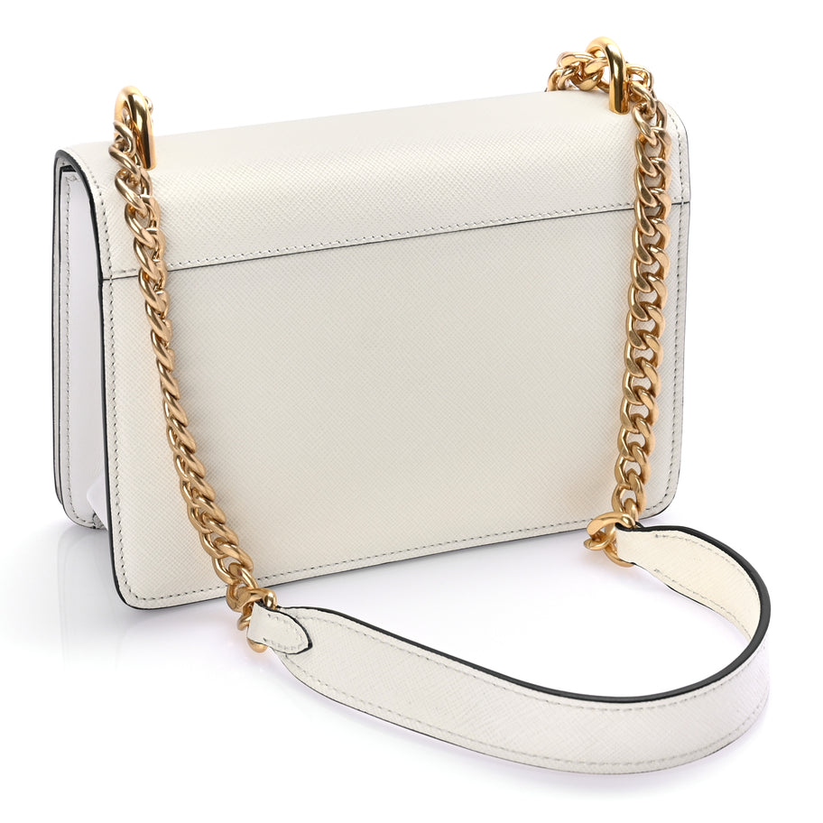 Prada Saffiano Chain Shoulder Bag  White Image 2