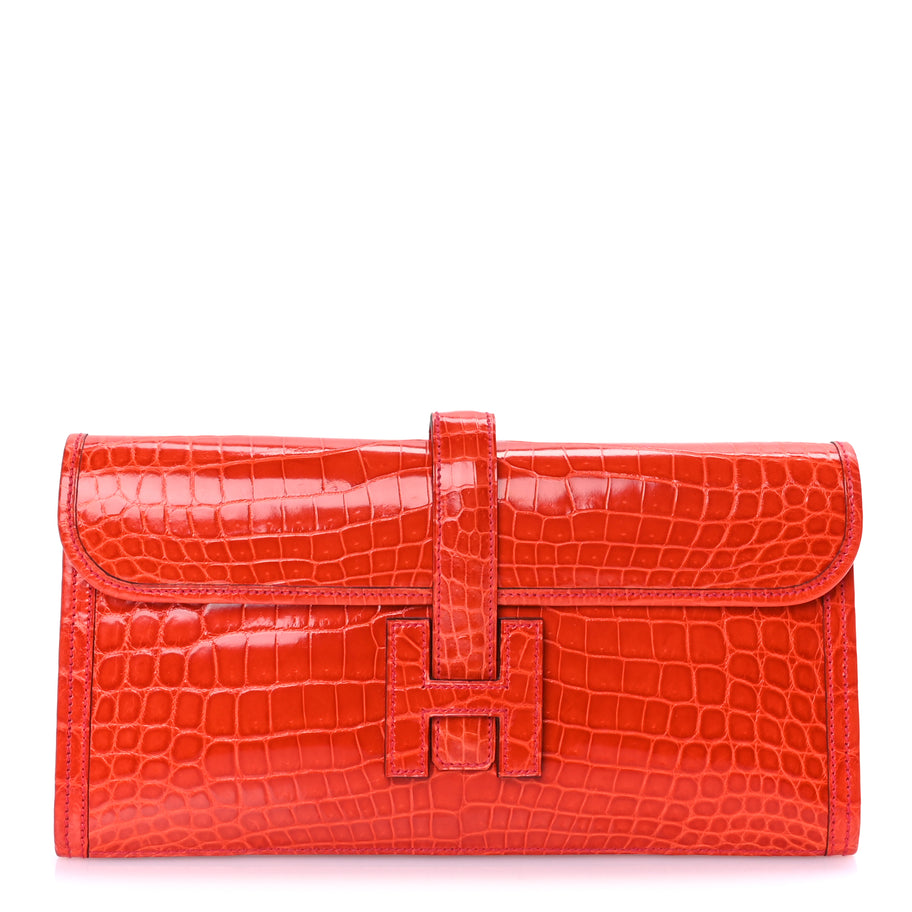 Hermes Shiny Niloticus Crocodile Jige Elan 29 Bougainvillea Image 1