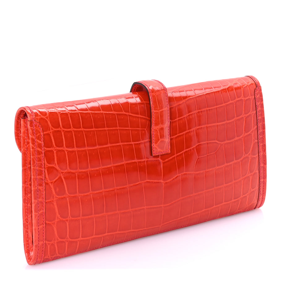 Hermes Shiny Niloticus Crocodile Jige Elan 29 Bougainvillea Image 3